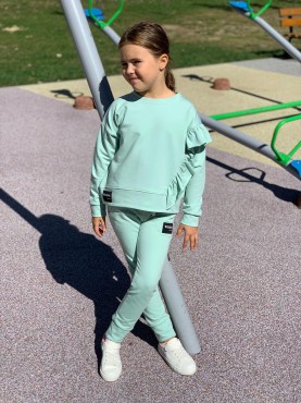 Spodnie dresowe dziewczęce z kieszeniami Rita/Avocado - Wualaa by dolce sonno