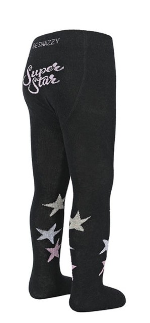 Rajstopy niemowlęce bawełniane czarne w gwiazdki - Be Snazzy