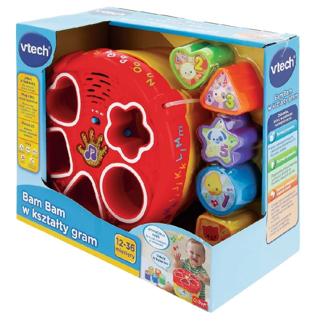 VTECH Sorter, bębenek Bam Bam.. w kształty gram - 60670 Trefl