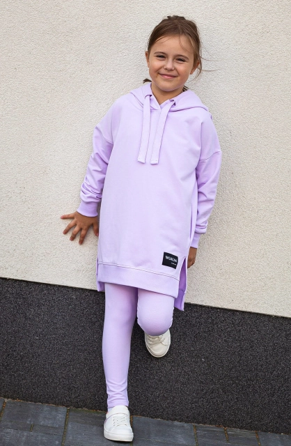 Bluza dziewczęca z kapturem z asymetrycznym dołem Little EvaLilac - Wualaa by Dolce Sonno