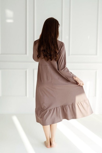 Długa koszula nocna damska Ina/ Taupe - Dolce Sonno