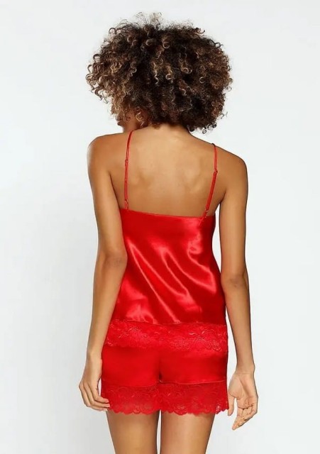 Komplet nocny z satyny Brenda - czerwony | DKaren