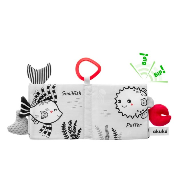 Kontrastowa książeczka sensoryczna, Marine animals | A0480 Akuku