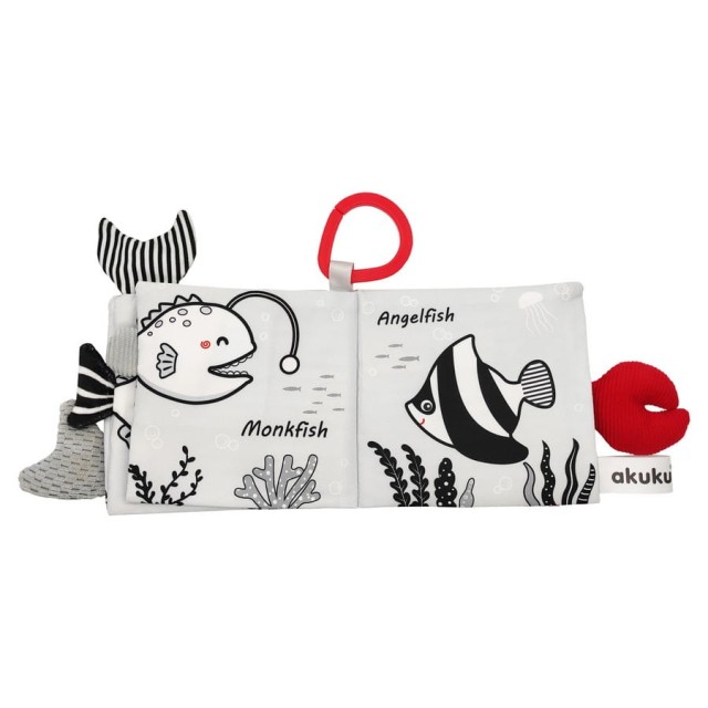 Kontrastowa książeczka sensoryczna, Marine animals | A0480 Akuku