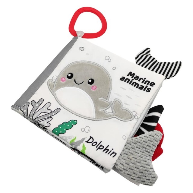 Kontrastowa książeczka sensoryczna, Marine animals | A0480 Akuku