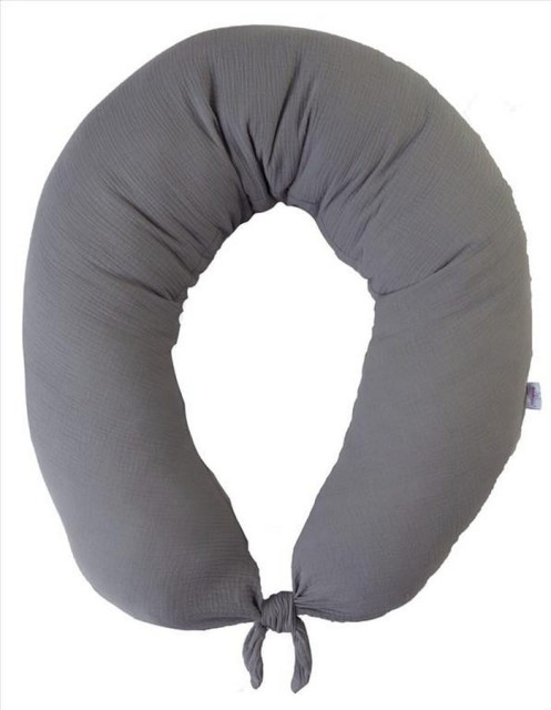Poduszka pozycjonująca dla kobiet w ciąży i do karmienia - MOON MUSLIN, 260cm | Ciemny szar yBabyMatex