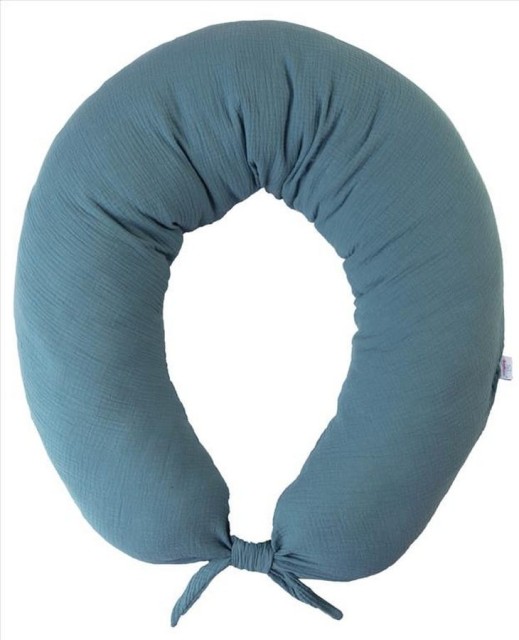 Poduszka pozycjonująca dla kobiet w ciąży i do karmienia, Rogal - MOON MUSLIN, 260cm | zieleń - BabyMatex