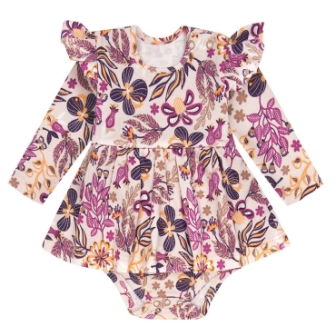 Body z sukienką dla niemowlaka Retro Flowers - Dolce Sonno