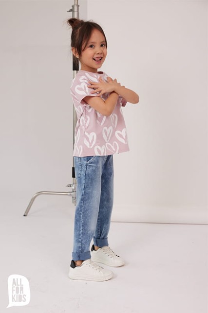 Bluzka dziewczęca różowa w serca - All for Kids