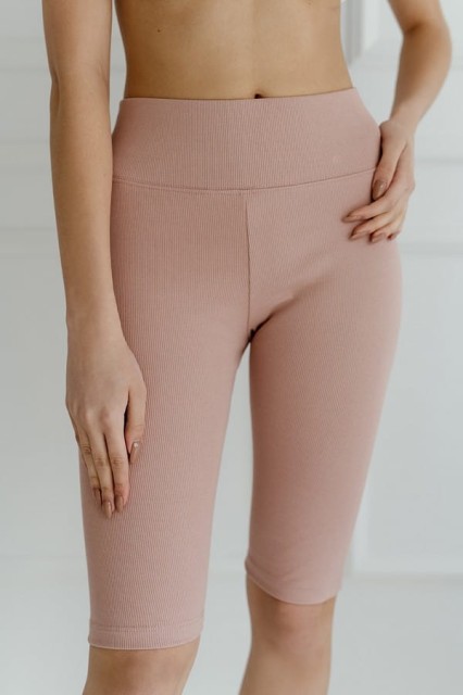 Kolarki, krótkie legginsy prążkowane Dolly/Blush - Dolce Sonno