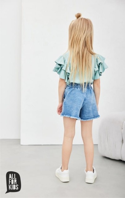 Bluzka dziewczęca z falbanami miętowa - All for Kids