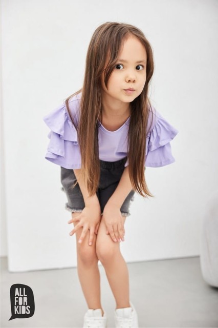 Szorty dziewczęce, krótkie spodenki jeansowe grafit - All for Kids