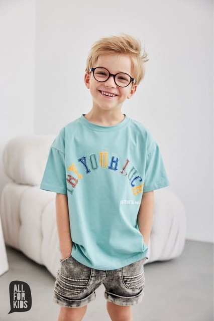 Szorty chłopięce, krótkie spodenki jeansowe grafit - All for Kids