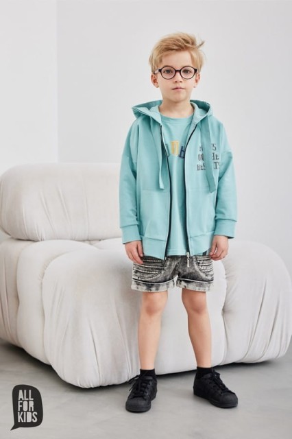 Szorty chłopięce, krótkie spodenki jeansowe grafit - All for Kids