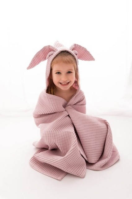 Okrycie kąpielowe Wafel Prestige Bunny 70x140cm - puder róż | Baby Matex - TB0546_10