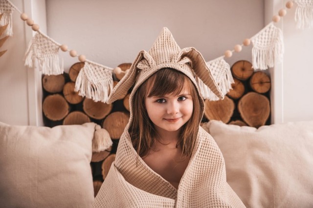 Okrycie kąpielowe Wafel Prestige Bunny 70x140cm - beż | BabyMatex - TB0546_16