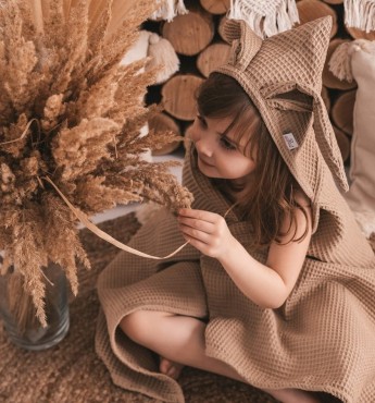 Okrycie kąpielowe Wafel Prestige Bunny 70x140cm - brąz | BabyMatex - TB0456_17