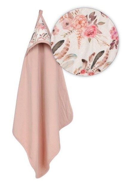 Muślinowe okrycie kąpielowe "Muslin Design" - Puder róż | BabyMatex - TB0443_03