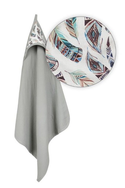 Muślinowe okrycie kąpielowe "Muslin Design" - szare | BabyMatex - TB0443_08