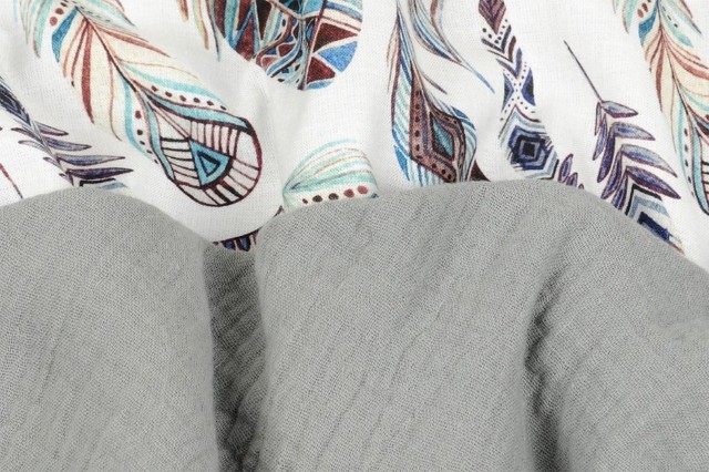 Muślinowe okrycie kąpielowe "Muslin Design" - szare | BabyMatex - TB0443_08