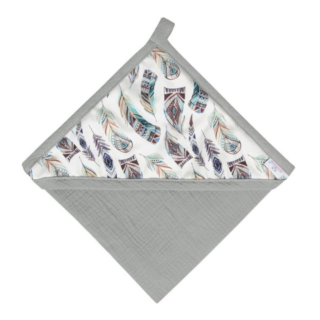 Muślinowe okrycie kąpielowe "Muslin Design" - szare | BabyMatex - TB0443_08