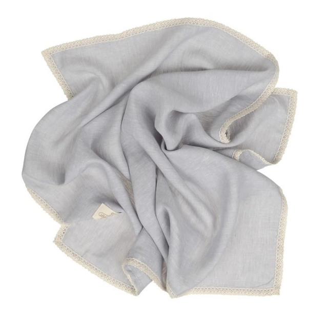 Lniany kocyk niemowlęcy "Linen" jasny szary | BabyMatex