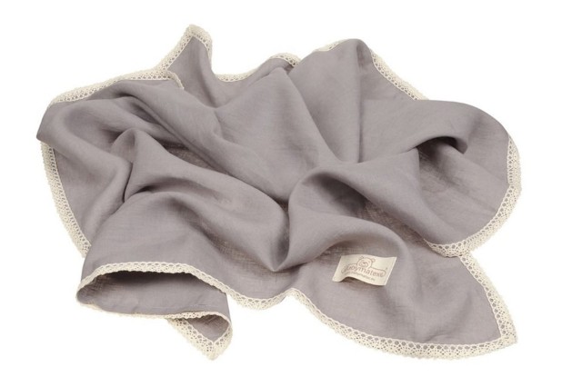 Lniany kocyk niemowlęcy "Linen" ciemny szary | BabyMatex