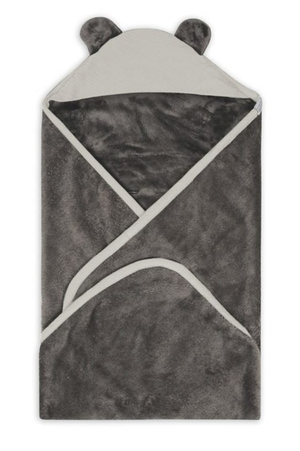 Kocyk z kapturem "Koala Muslin" Ciemny brąz/szary | BabyMatex