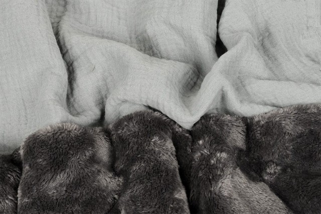 Kocyk z kapturem "Koala Muslin" Ciemny brąz/szary | BabyMatex