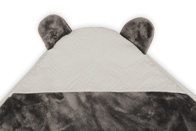 Kocyk z kapturem "Koala Muslin" Ciemny brąz/szary | BabyMatex