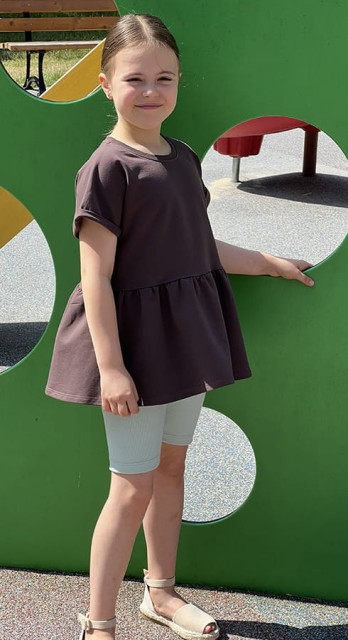 Bluzka dziewczęca Long z baskinką Candy/Czekolada Girl Summer - Dolce Sonno