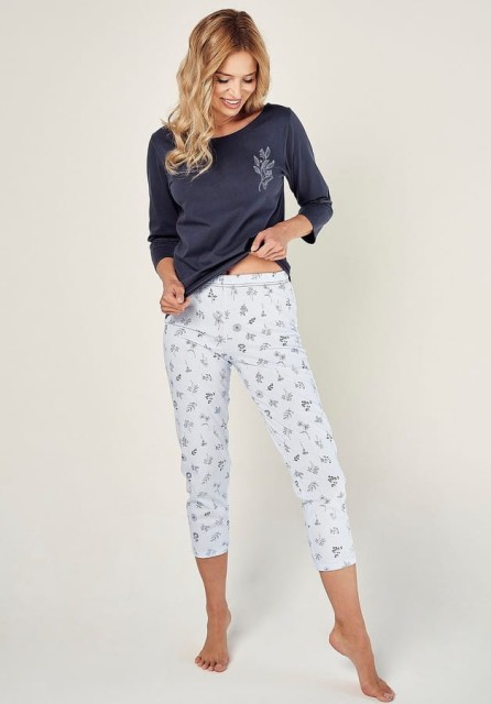 Bawełniana piżama damska 3/4 Magnolia | Taro 2973