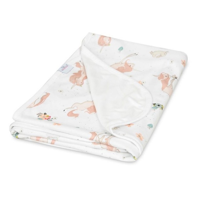 Kocyk dwuwarstwowy dla niemowląt bawełna + bambus 75x100 Jednorożec - Baby Matex
