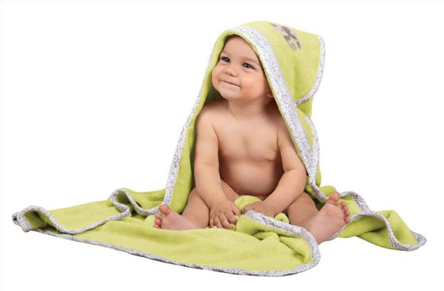 Zielone okrycie kąpielowe 100x100 ręcznik z kapturkiem dla niemowląt Bamboo | Baby Matex