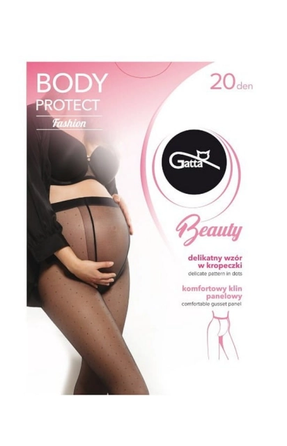 Rajstopy ciążowe Body Protect 20den, czarne w kropeczki | Gatta