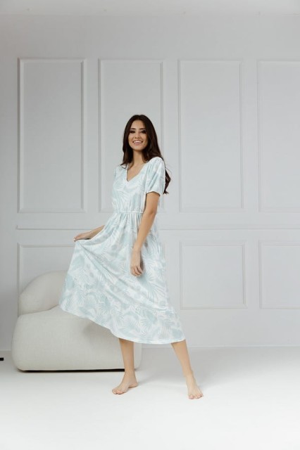 Długa koszula nocna Aurora/ Liście Iceberg - Dolce Sonno