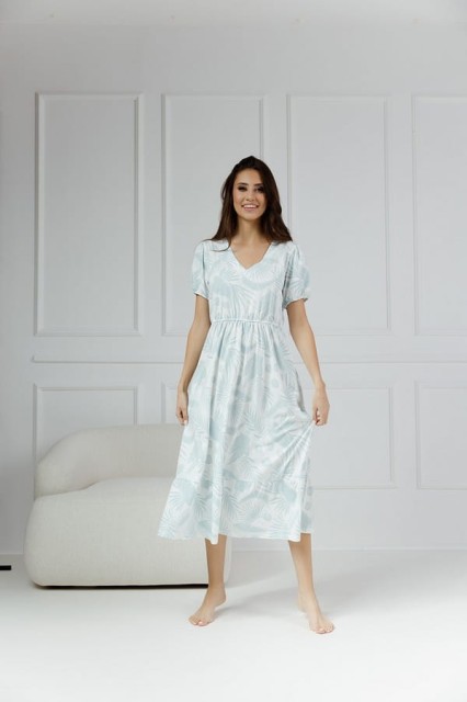 Długa koszula nocna Aurora/ Liście Iceberg - Dolce Sonno