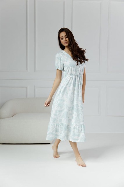 Długa koszula nocna Aurora/ Liście Iceberg - Dolce Sonno