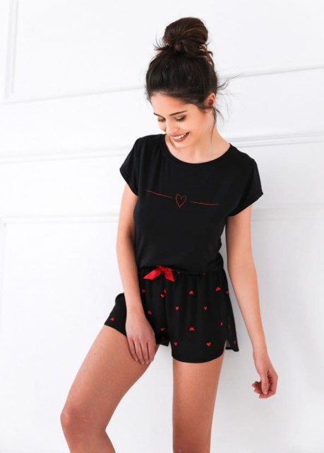 Dzianinowa piżama damska z krótkimi spodenkami Love Whipster | Sensis