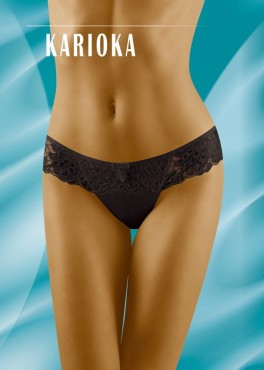 Klasyczne stringi damskie Karioka - czarne | Wolbar