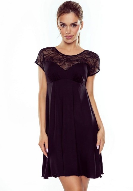 Efektowna koszulka nocna First Lady Catalina - czarna | Eldar