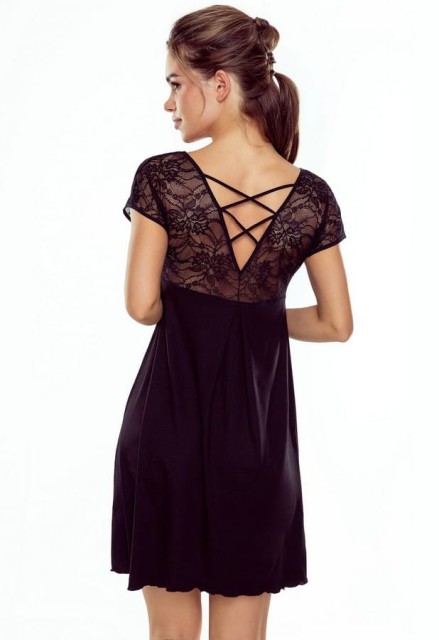 Efektowna koszulka nocna First Lady Catalina - czarna | Eldar