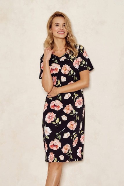 Bawełniana koszula nocna w kwiaty - Peony | Taro