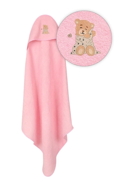 Różowe okrycie kąpielowe frotte 100x100 | Maxi - BabyMatex