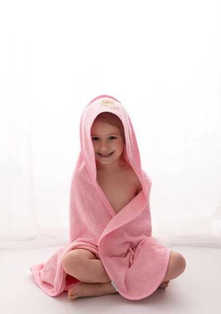 Różowe okrycie kąpielowe frotte 100x100 | Maxi - BabyMatex