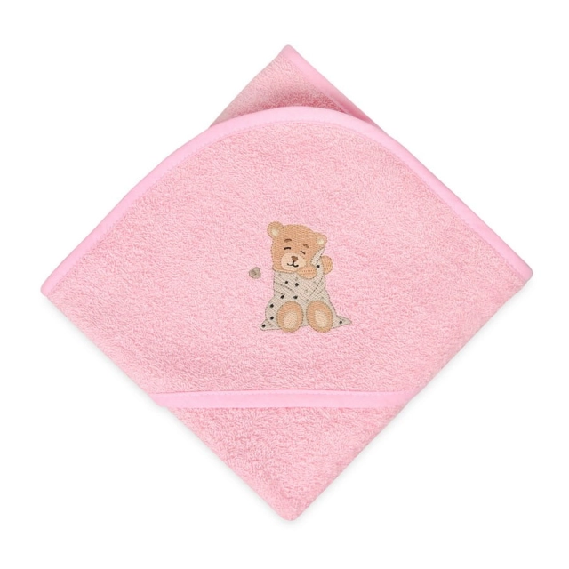 Różowe okrycie kąpielowe frotte 100x100 | Maxi - BabyMatex
