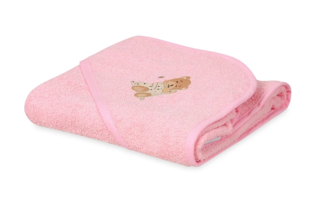 Różowe okrycie kąpielowe frotte 100x100 | Maxi - BabyMatex