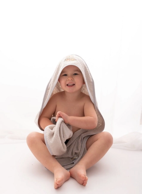 Szare okrycie kąpielowe frotte 100x100 | Maxi - BabyMatex