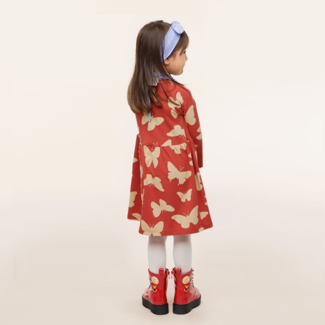 Sukienka dla dziewczynki z długim rękawem czerwona w motyle - Imagine | Pinokio