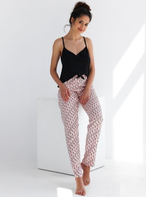 Dzianinowa piżama damska na wąskich ramiączkach - Paula | Sensis